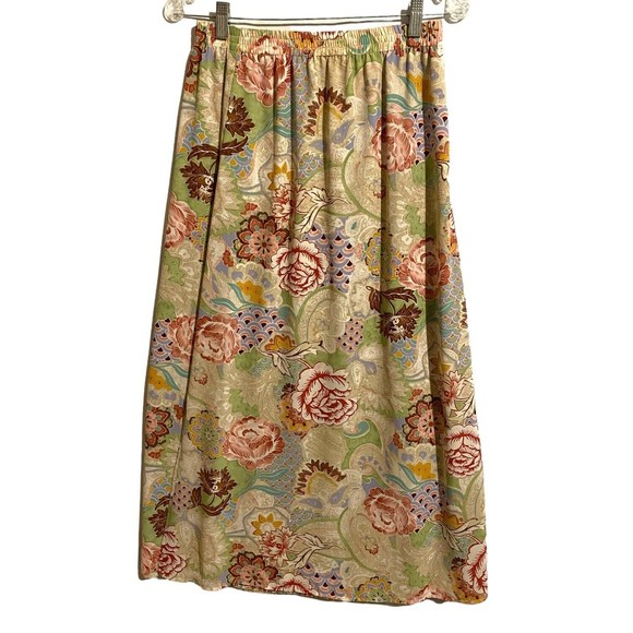 Pendleton Maxi Skirt S Womens Green Multicolor Floral Summer Lightweight Slits - Picture 12 of 12